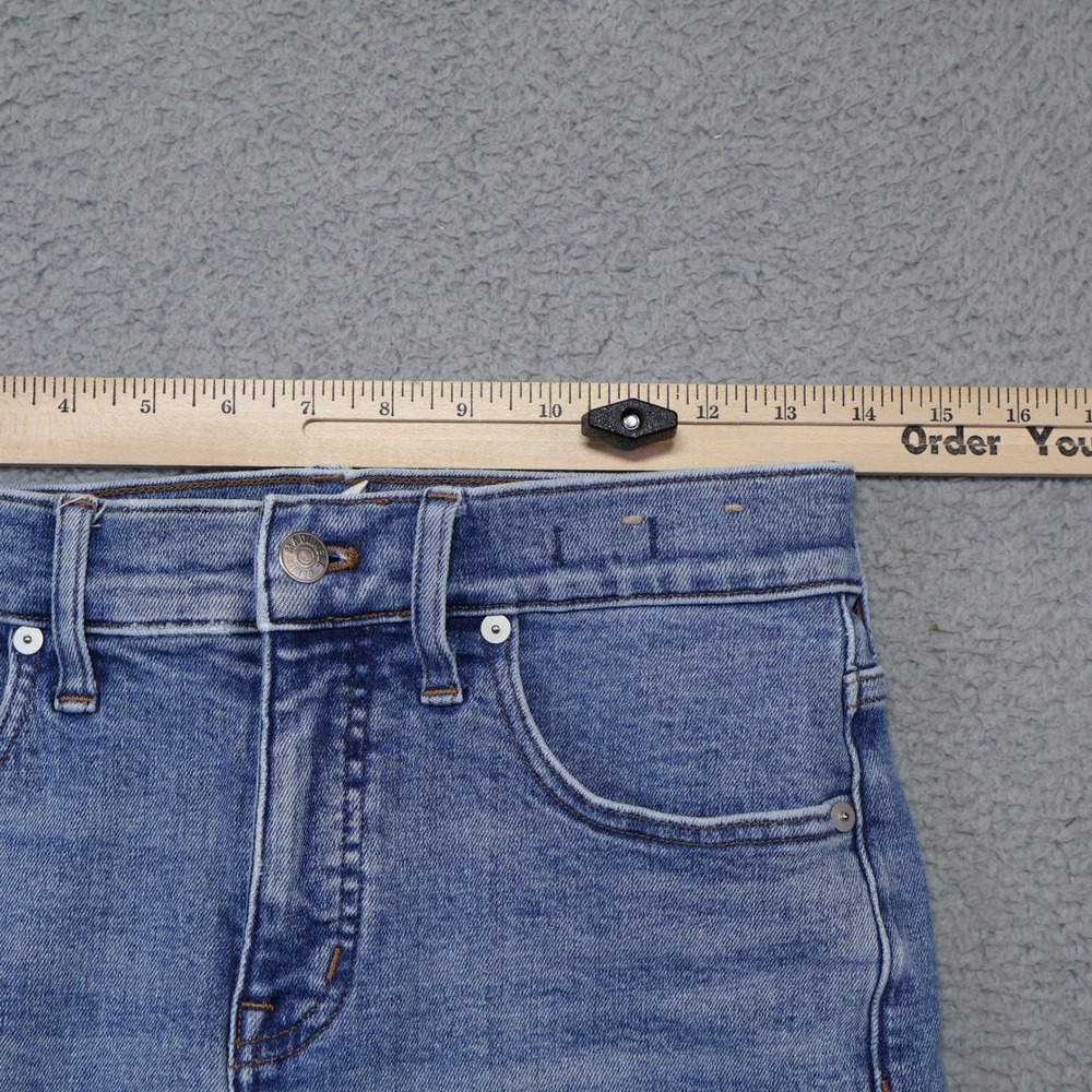 Madewell Mid-Rise Kick Out Jeans Blue Raw Hem Cropped Flare Denim 27 - Picture 5 of 11